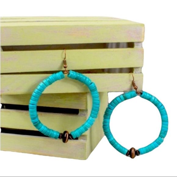 Emma Jewelry - Big Boho Turquoise Fishhook Earrings NWT